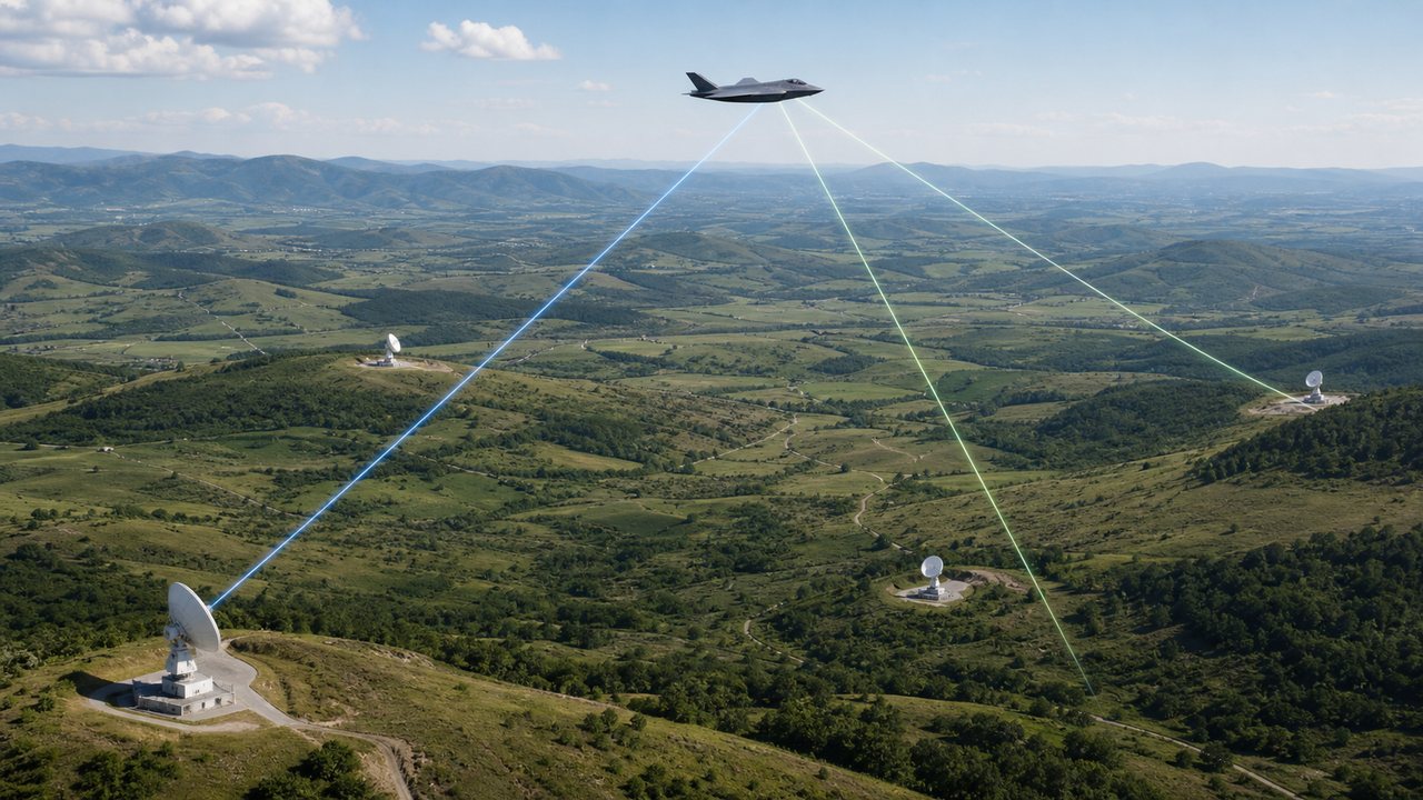 Radar wielostatyczny śledzący cel z kilku kierunków.